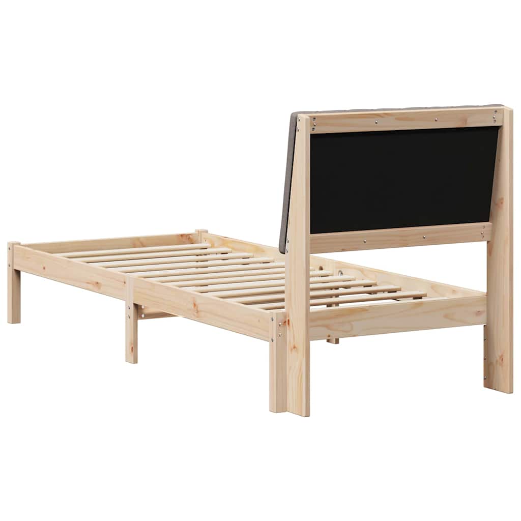 Bed Frame with Headboard Brown 75 x 190 cm Solid Pine Wood